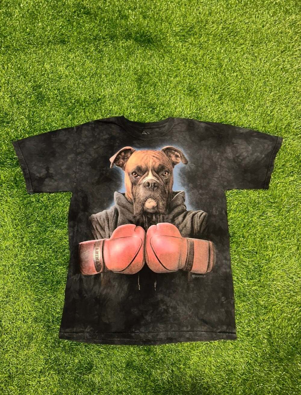 The Mountain Manimals Boxer Dog Boxing Gloves Tie-Dye T-Shirt